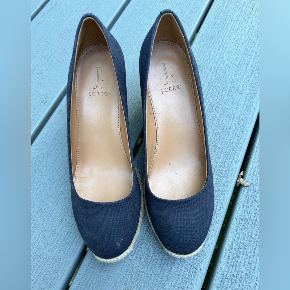 J. Crew Seville Espadrilles Wedges Navy Women’s Size 7